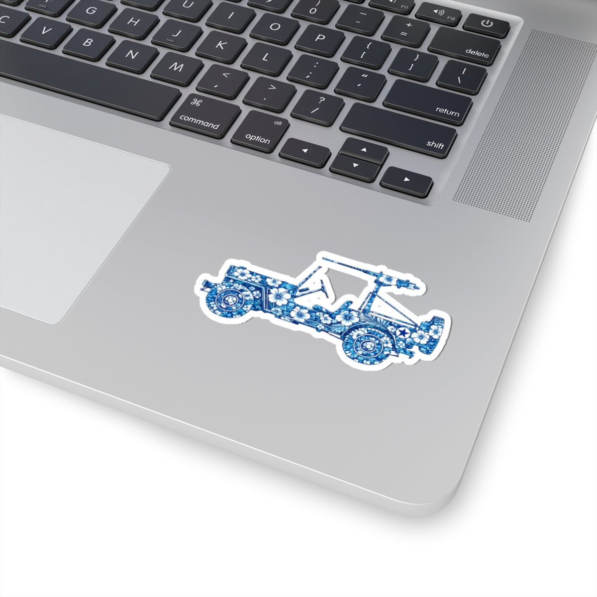 Floral Jeep Sticker – Blue Hawaiian Kiss-Cut Decal