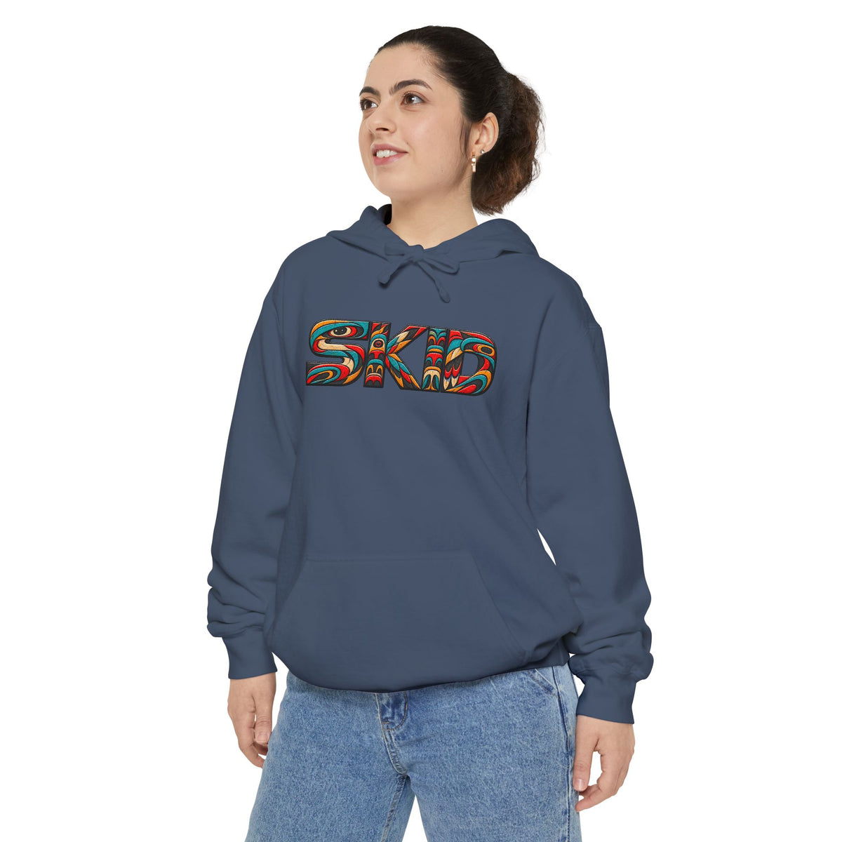 SKID "JEEP Lineage TOTEM" Graphic Hoodie — Pacific Northwest inspired Colorful Pattern Logo Sweatshirt
