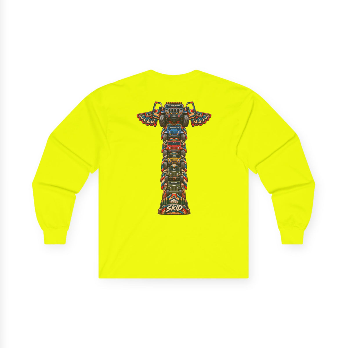 Long Sleeve Tee — Colorful "JEEP LINEAGE TOTEM" Graphic ("SKD")