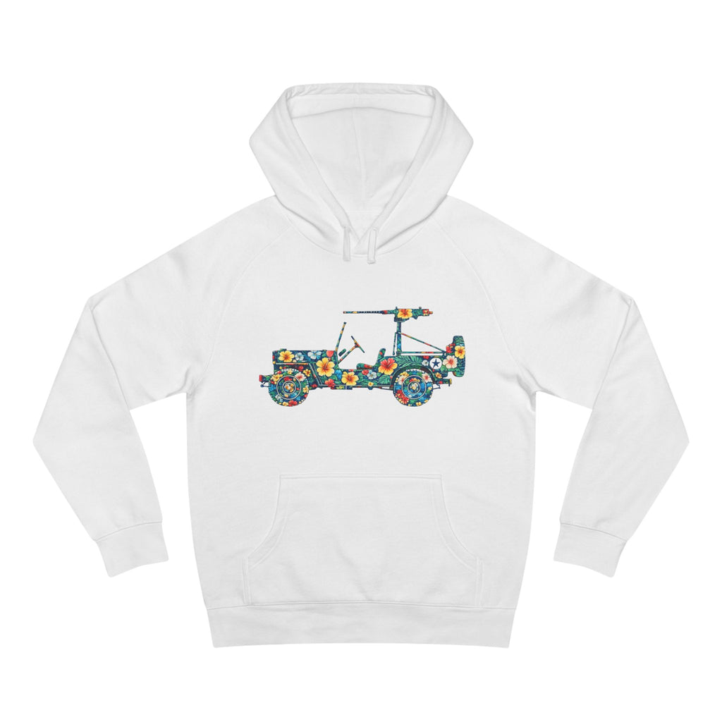 Floral Jeep Hoodie — Retro Flower Pattern Off‑Road Truck Sweatshirt