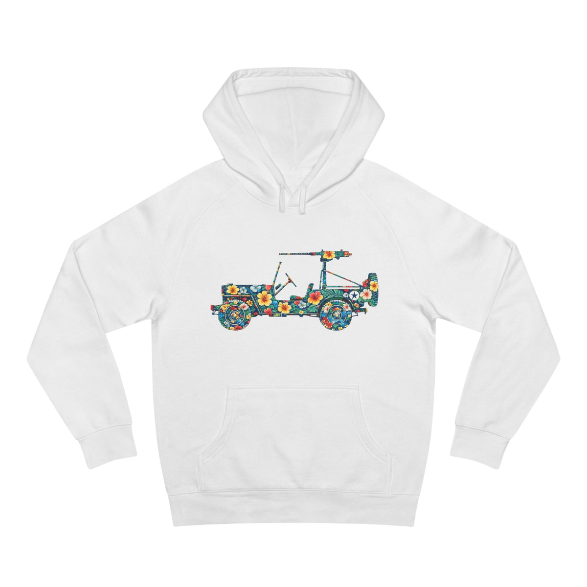 Floral Jeep Hoodie — Retro Flower Pattern Off‑Road Truck Sweatshirt