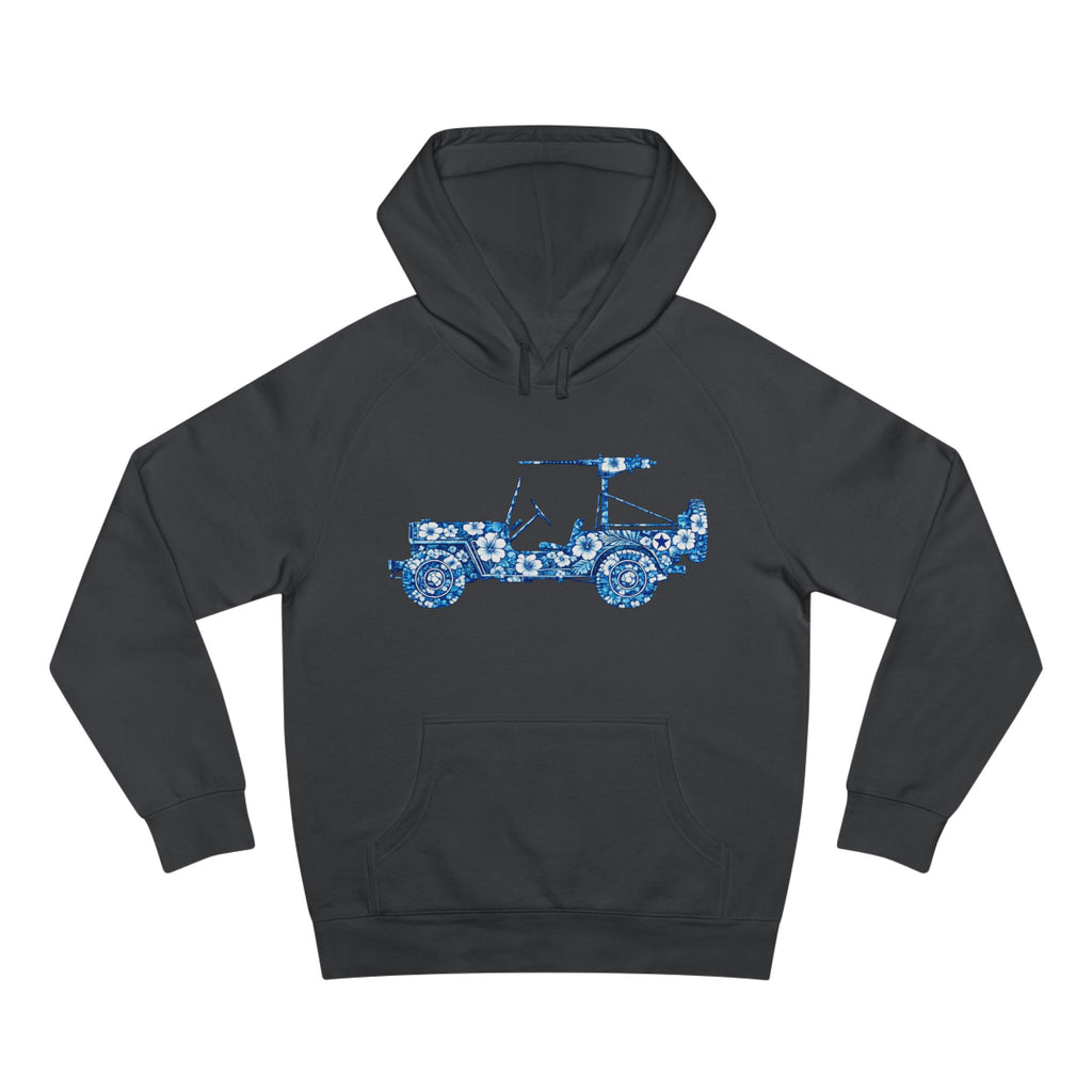 Floral Jeep Hoodie — Blue Floral Off-Road Vehicle Sweatshirt