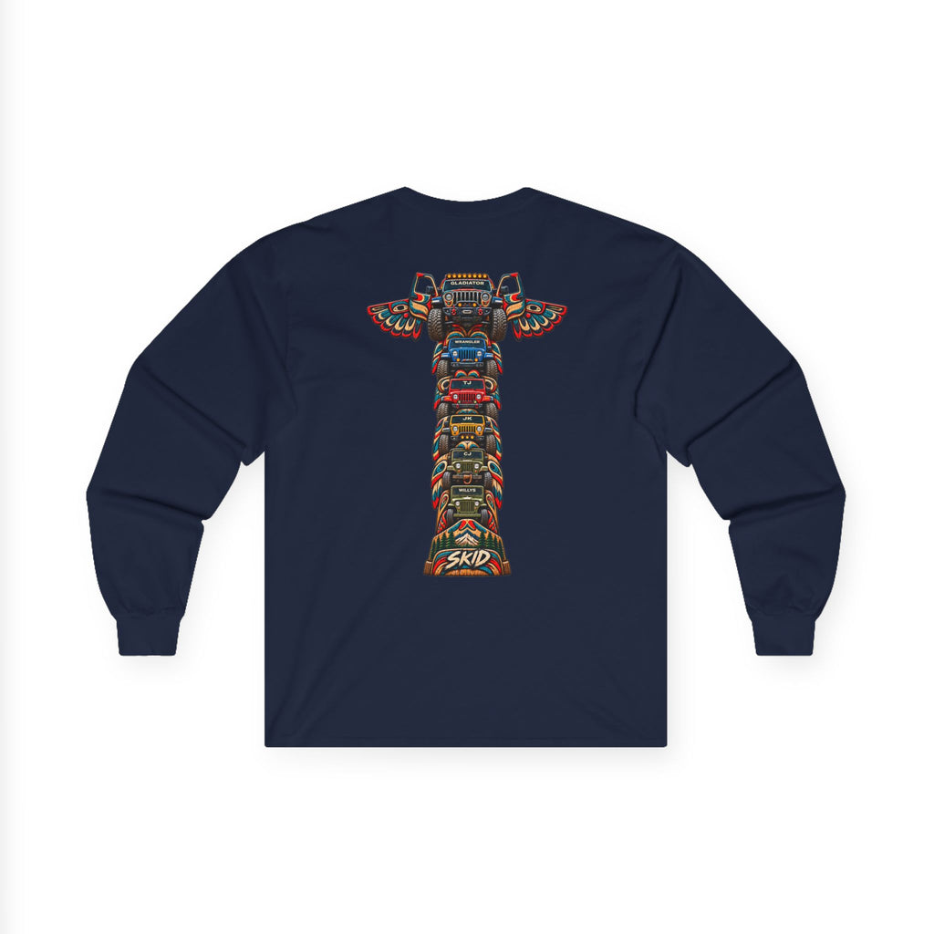 Long Sleeve Tee — Colorful "JEEP LINEAGE TOTEM" Graphic ("SKD")