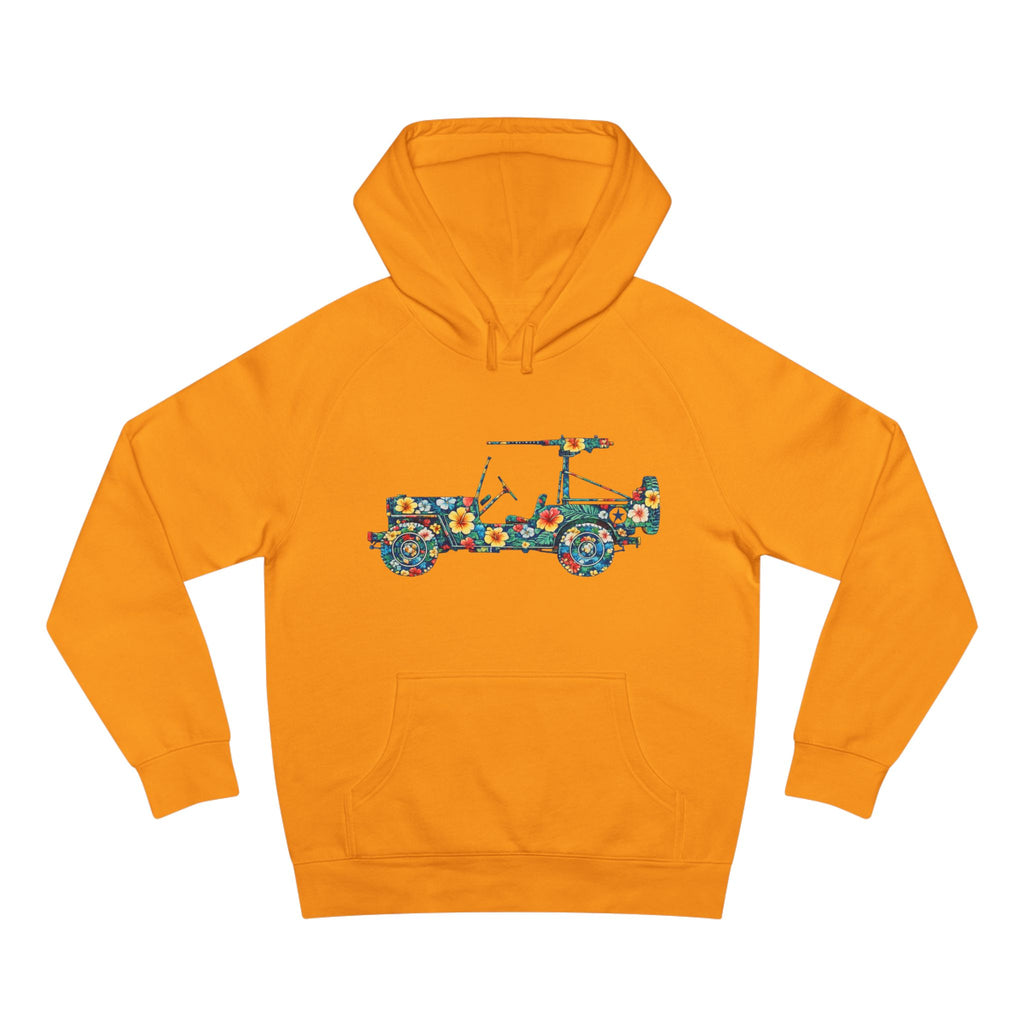 Floral Jeep Hoodie — Retro Flower Pattern Off‑Road Truck Sweatshirt