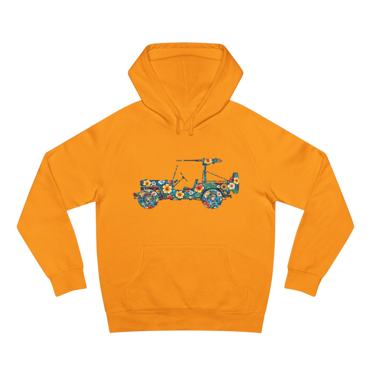 Floral Jeep Hoodie — Retro Flower Pattern Off‑Road Truck Sweatshirt