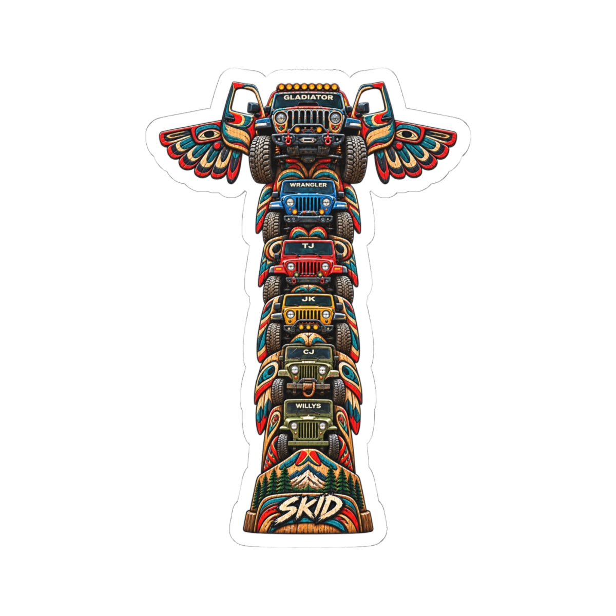 Jeep Totem Kiss-Cut Sticker – Colorful Off-Road "JEEP LINEAGE TOTEM"