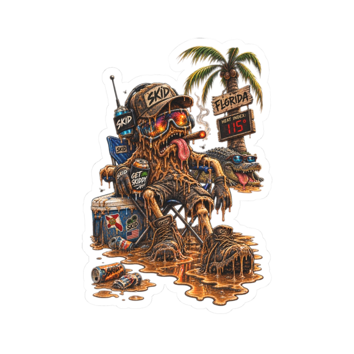 Florida Heatwave Beach SKID Kiss-Cut Sticker