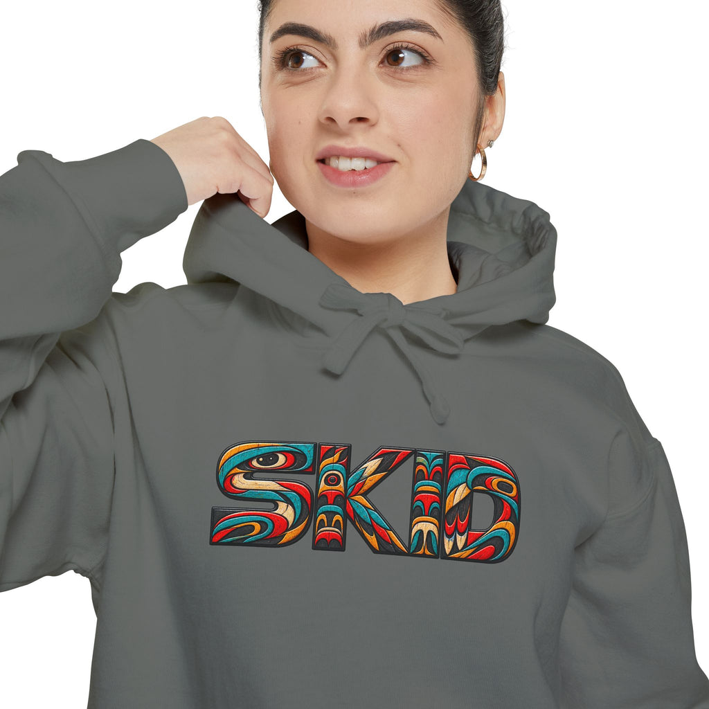 SKID "JEEP Lineage TOTEM" Graphic Hoodie — Pacific Northwest inspired Colorful Pattern Logo Sweatshirt