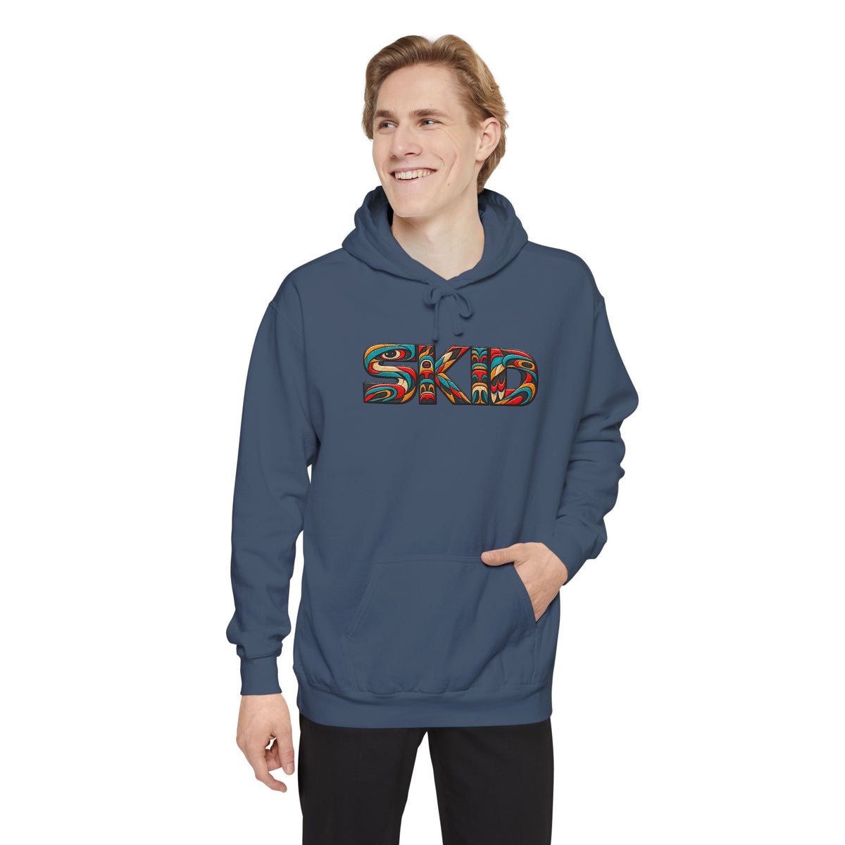 SKID "JEEP Lineage TOTEM" Graphic Hoodie — Pacific Northwest inspired Colorful Pattern Logo Sweatshirt