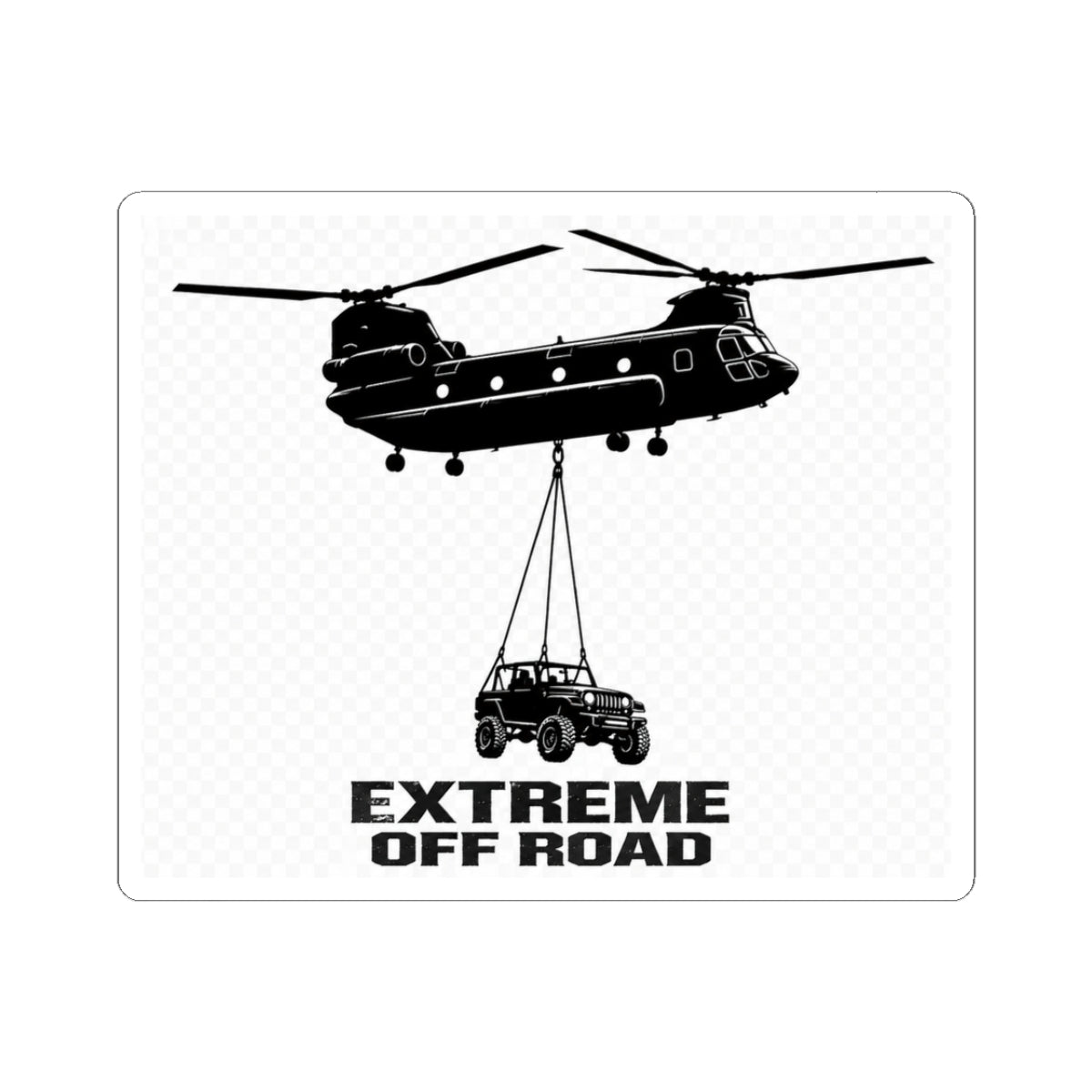 Extreme Off Road Sticker Black/White — Helicopter Airlift Jeep Kiss-Cut Decal
