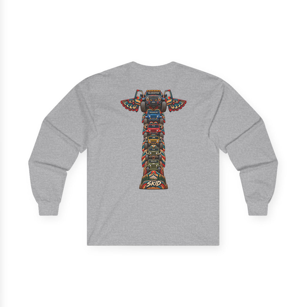 Long Sleeve Tee — Colorful "JEEP LINEAGE TOTEM" Graphic ("SKD")