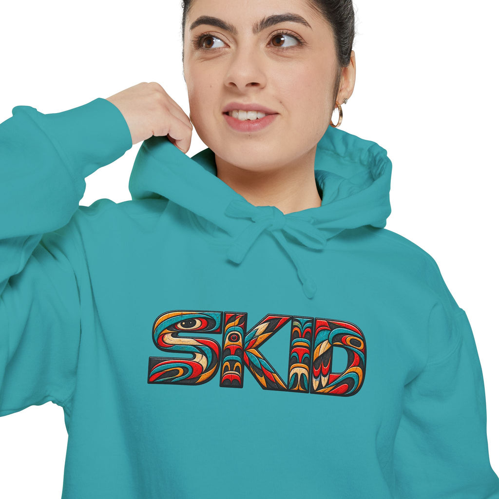 SKID "JEEP Lineage TOTEM" Graphic Hoodie — Pacific Northwest inspired Colorful Pattern Logo Sweatshirt