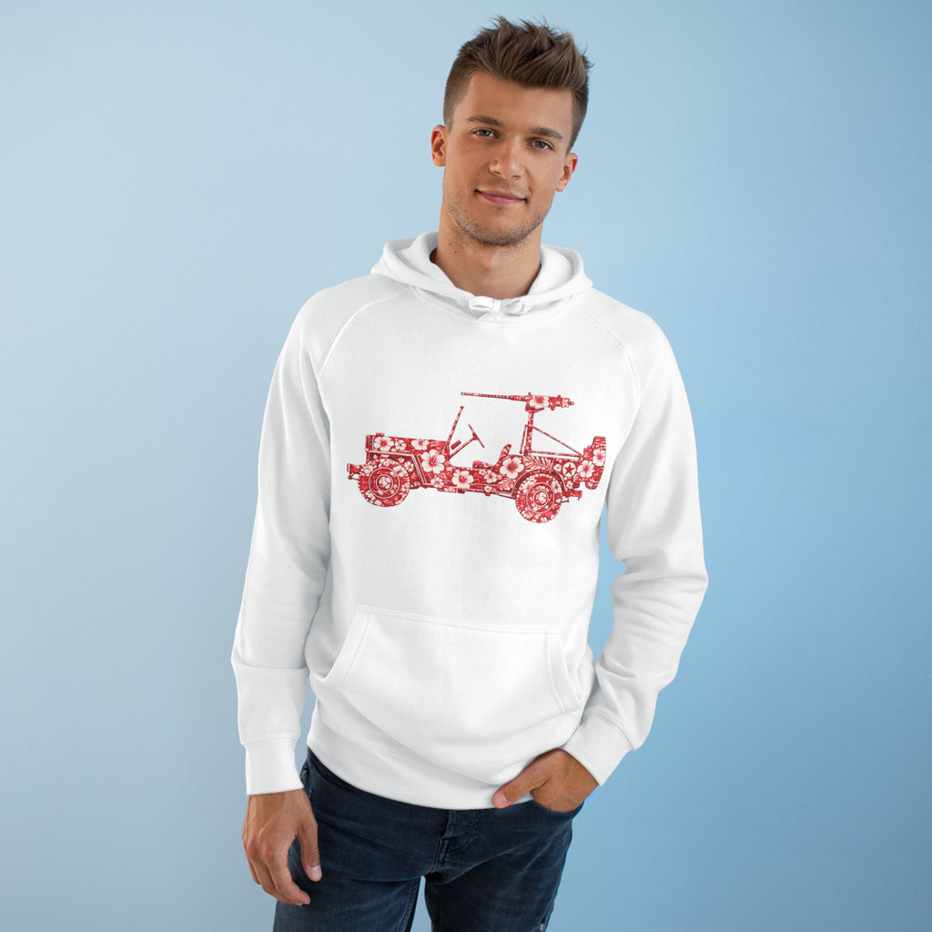 Floral Jeep Hoodie — Red Flower Off‑Road Graphic Pullover