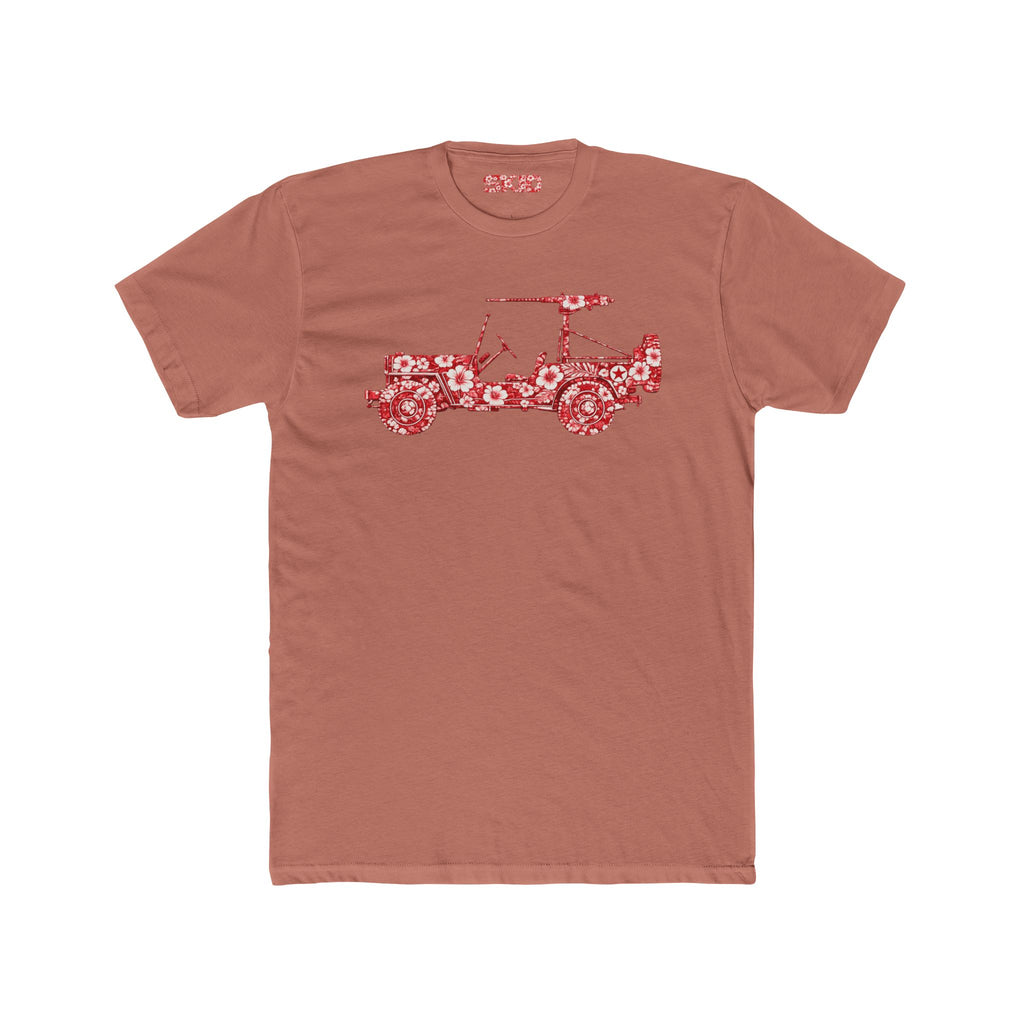 Floral Jeep Graphic Tee - Red Hawaiian Cruiser T-Shirt