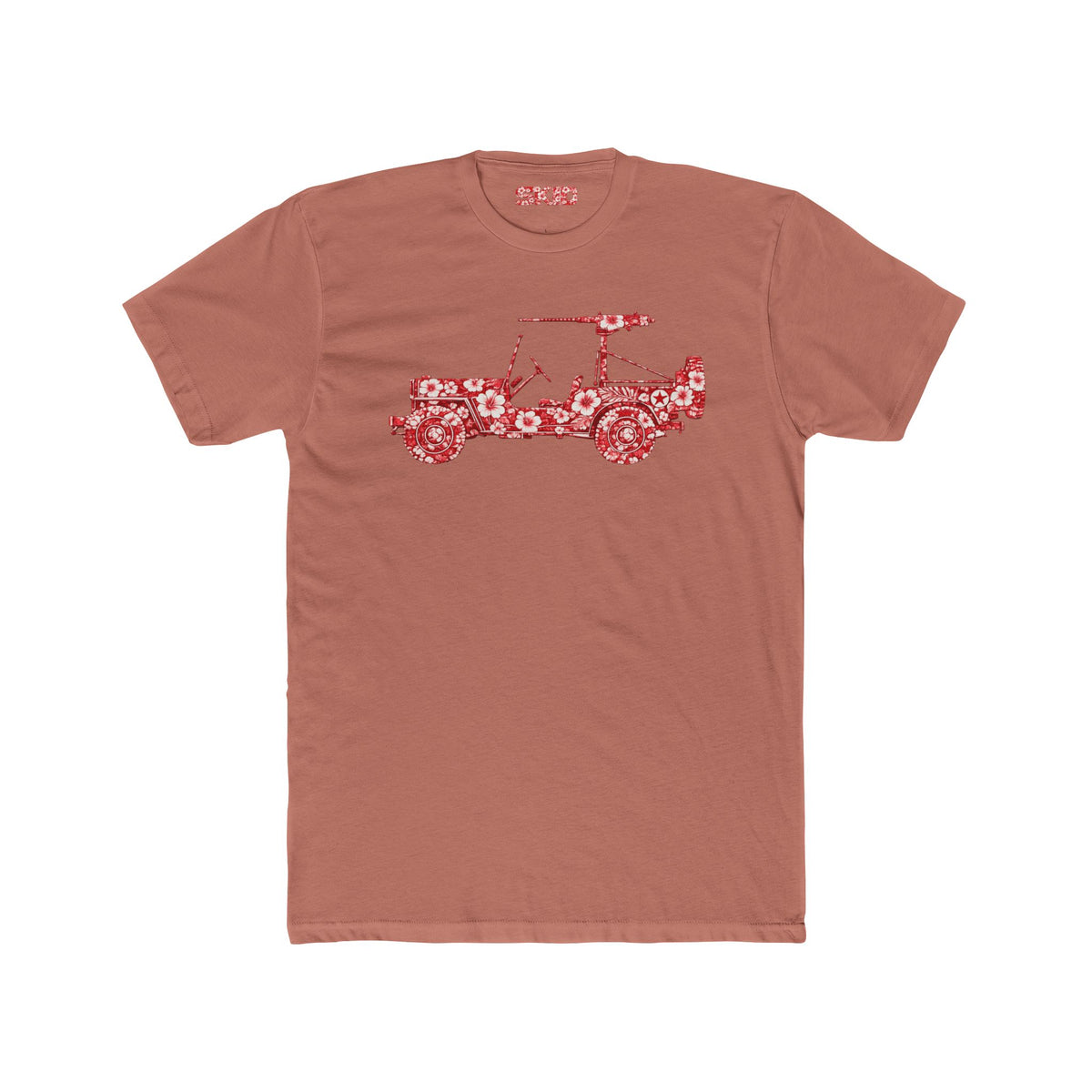 Floral Jeep Graphic Tee - Red Hawaiian Cruiser T-Shirt