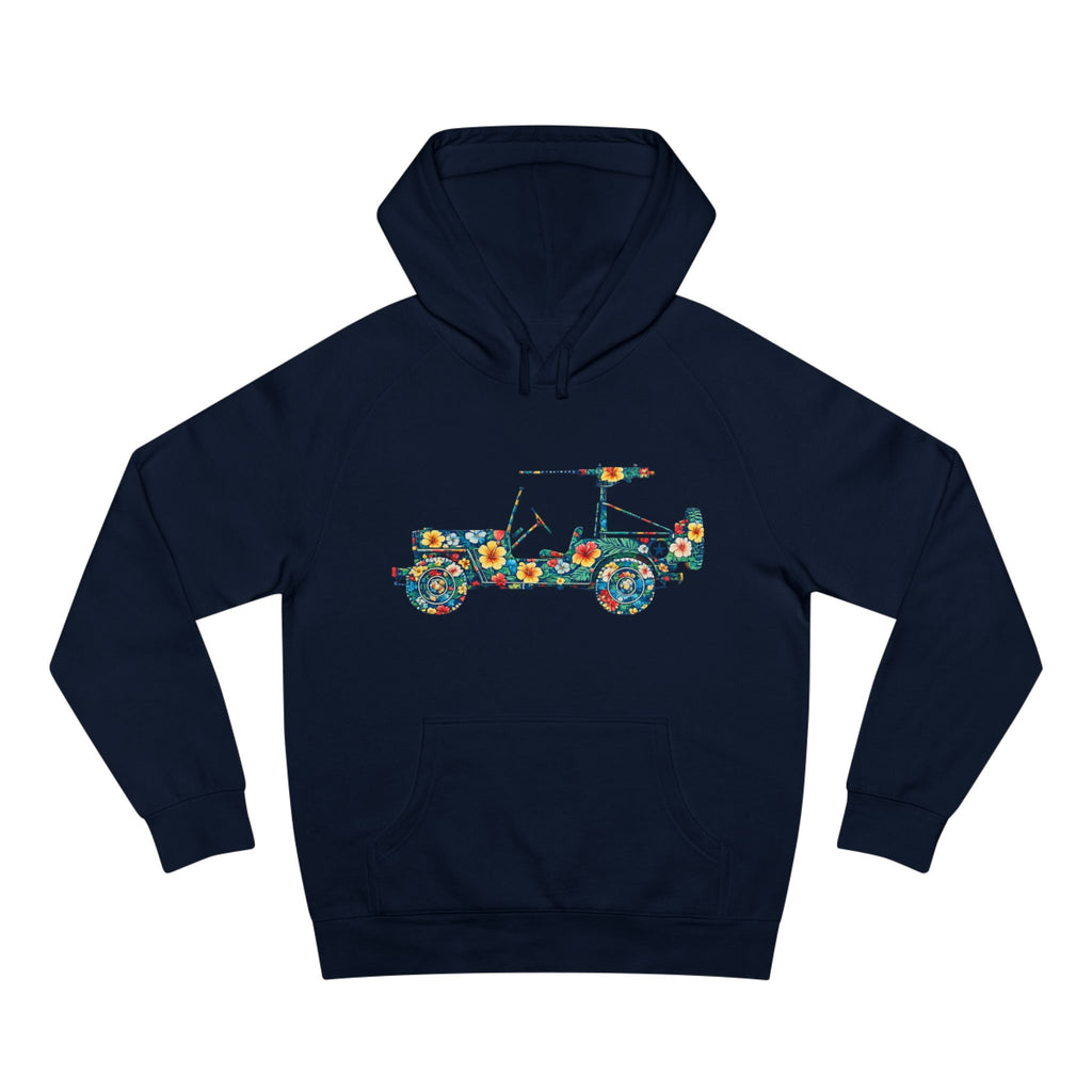 Floral Jeep Hoodie — Retro Flower Pattern Off‑Road Truck Sweatshirt