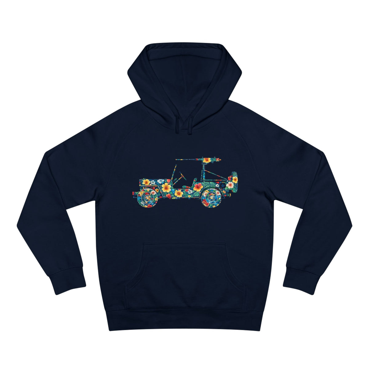 Floral Jeep Hoodie — Retro Flower Pattern Off‑Road Truck Sweatshirt