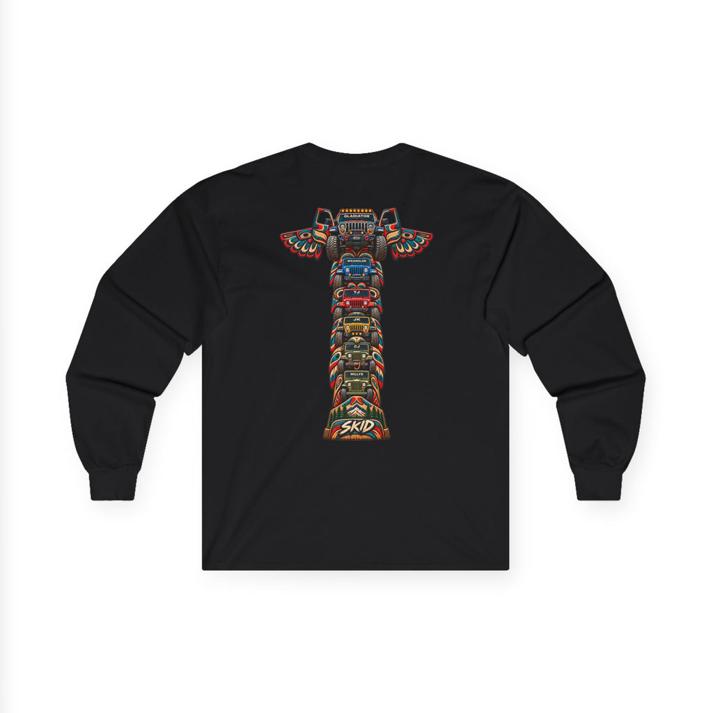Long Sleeve Tee — Colorful "JEEP LINEAGE TOTEM" Graphic ("SKD")