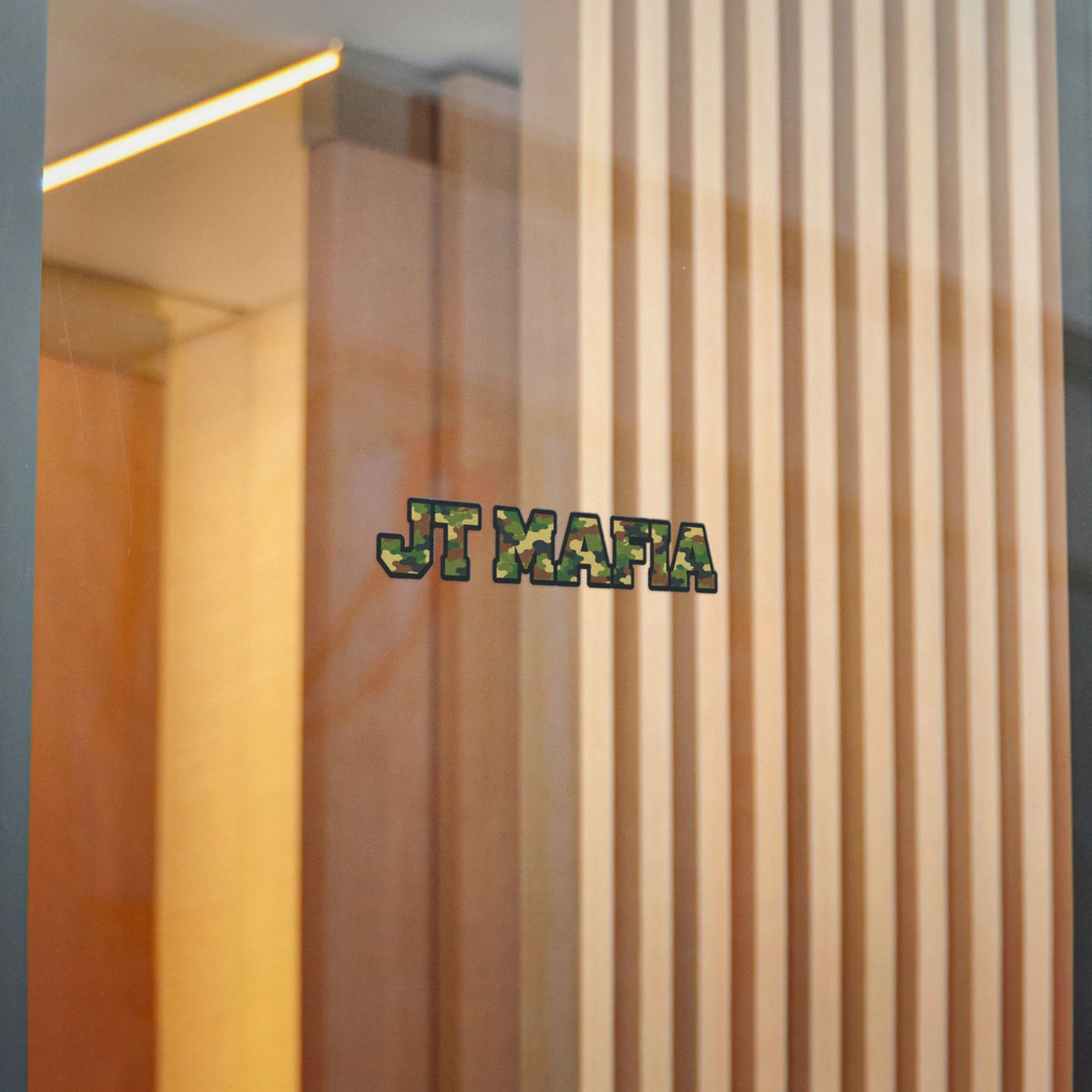 Camouflage "JT MAFIA" Vinyl Sticker — UV DTF Durable Decal