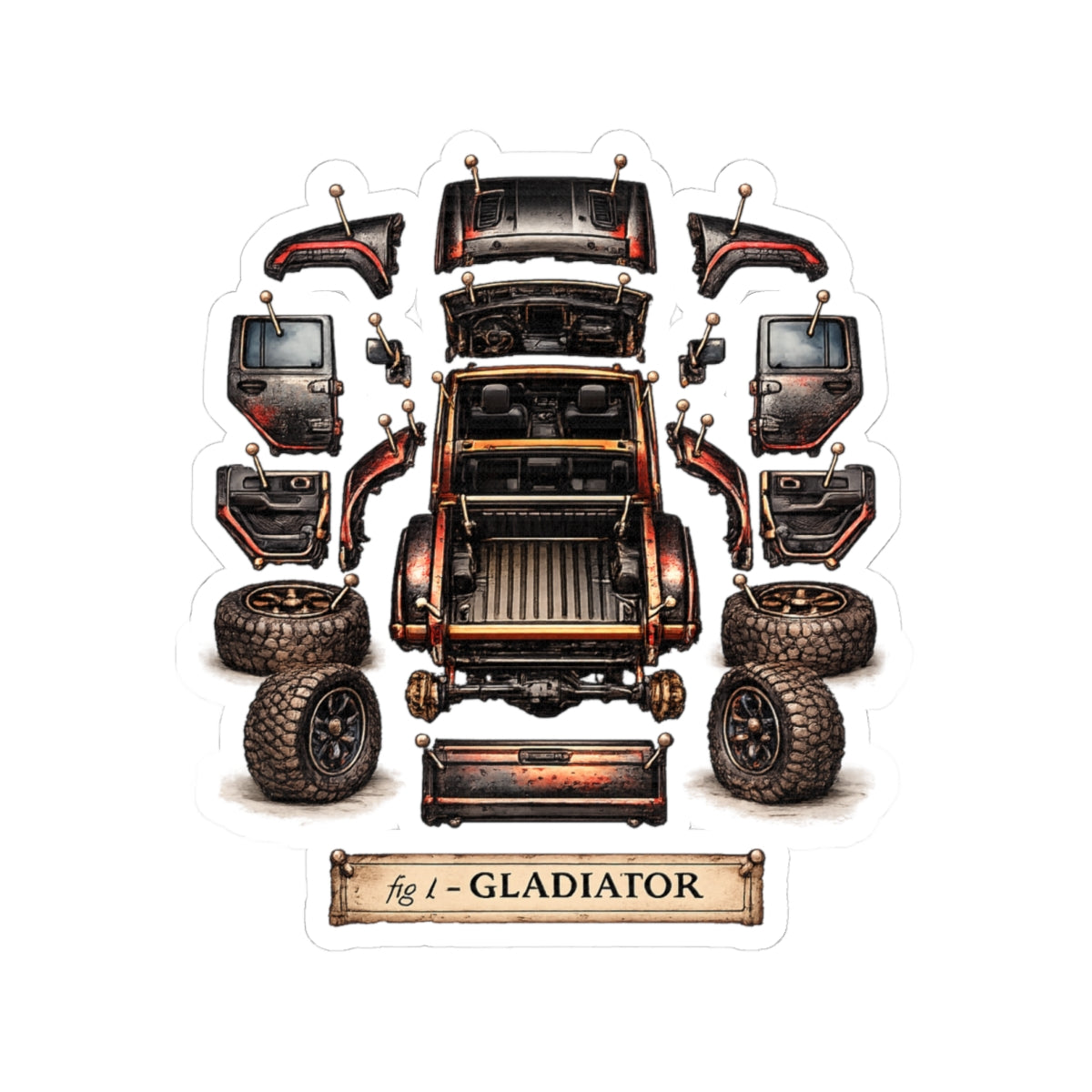 Gladiator Dissect Black/Red Kiss-Cut Sticker