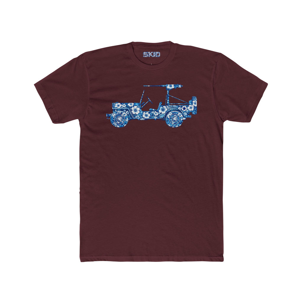 Floral Jeep Graphic Tee – Blue Flower Off-Road Truck T-Shirt